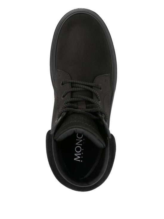 Moncler Black Leather Combat Boots for Men