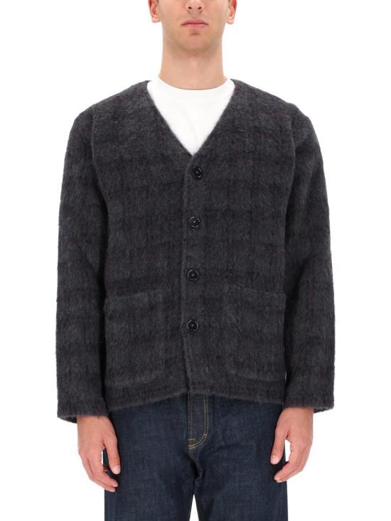 OUR LEGACY Wool Knit Cardigan for Men M2263CF FUZZED PLUM CHECK HAIRY WOOL DOM