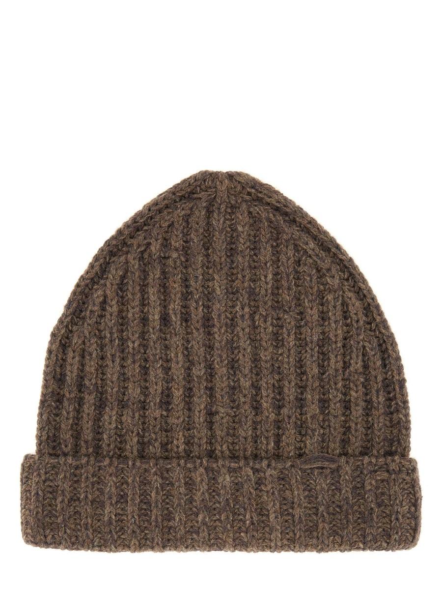 Maison Margiela Rib Knit Wool Beanie Hat Black