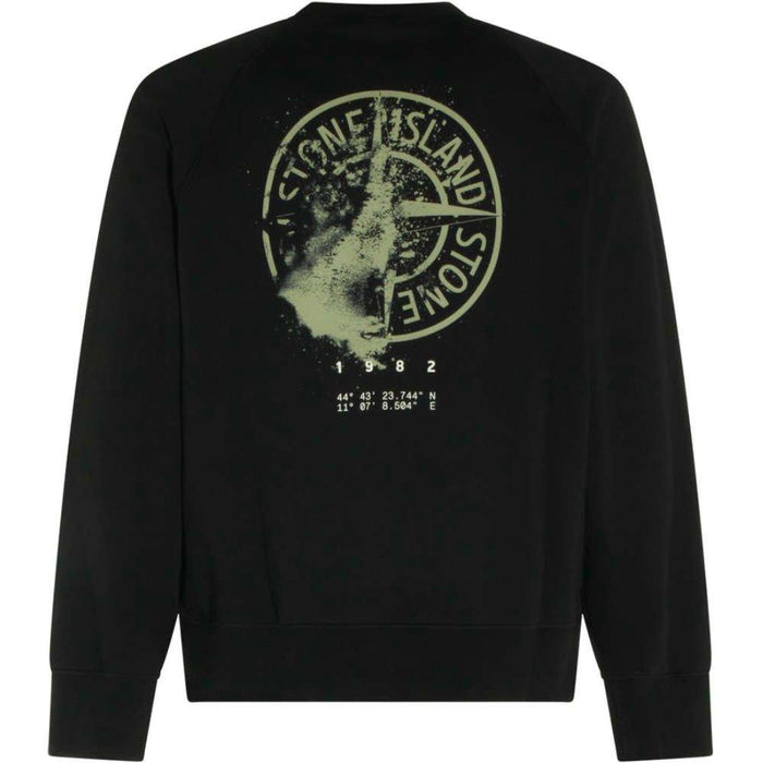 STONE ISLAND Logo Print Black Sweatshirt Unisex