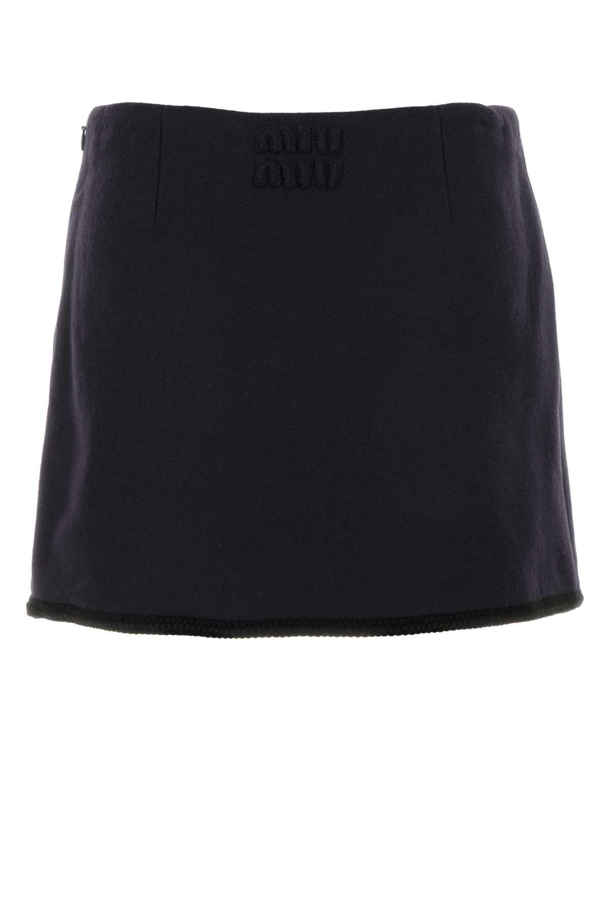 Miu Miu Black Wool Mini Skirt