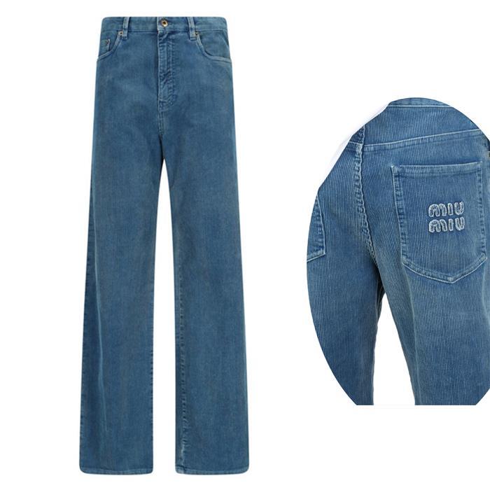 Miu Miu Logo Patch Washed Corduroy Classic Pants MP1623 16DE F0013