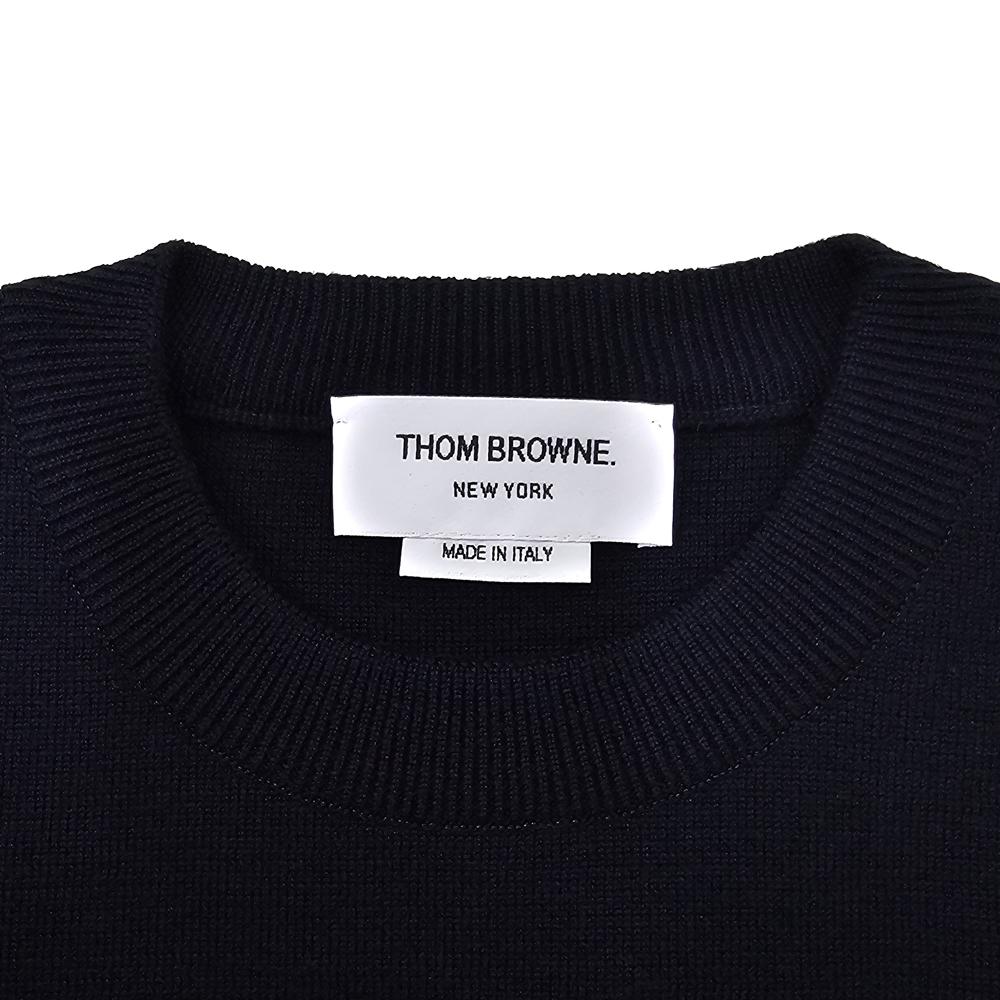 THOM BROWNE Women’s Classic Milano Stitch Wool Crewneck Sweater Navy
