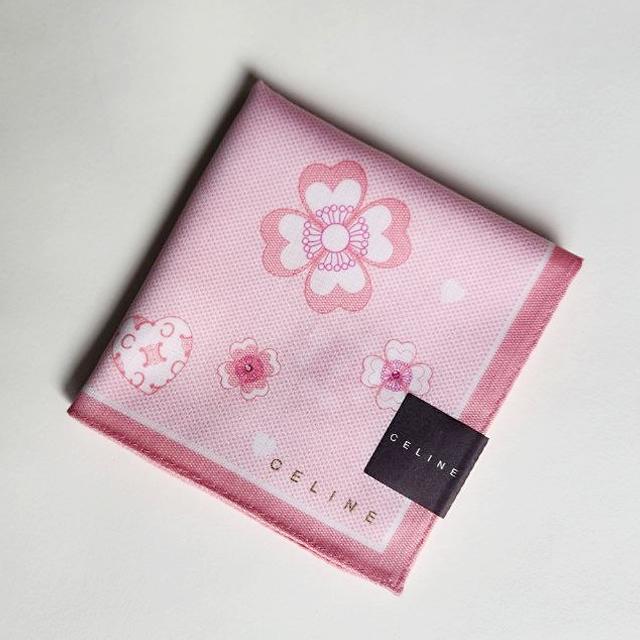 CELINE Heart Dot Handkerchief Petite Scarf