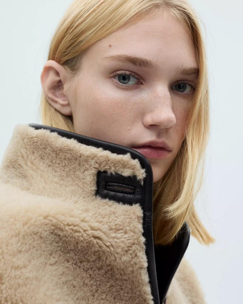 MANGO Faux Fur High Neck Short Coat