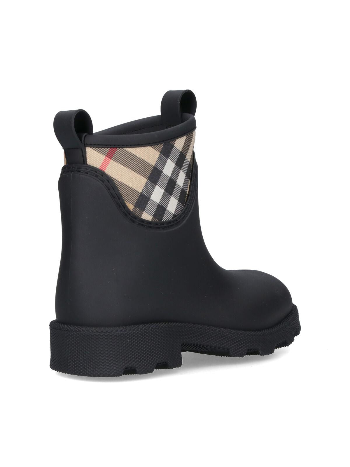 BURBERRY Black Rubber Ankle Rain Boots