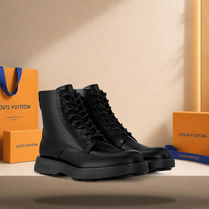 Louis Vuitton Black Bastille Combat Boots Chelsea Boots Men