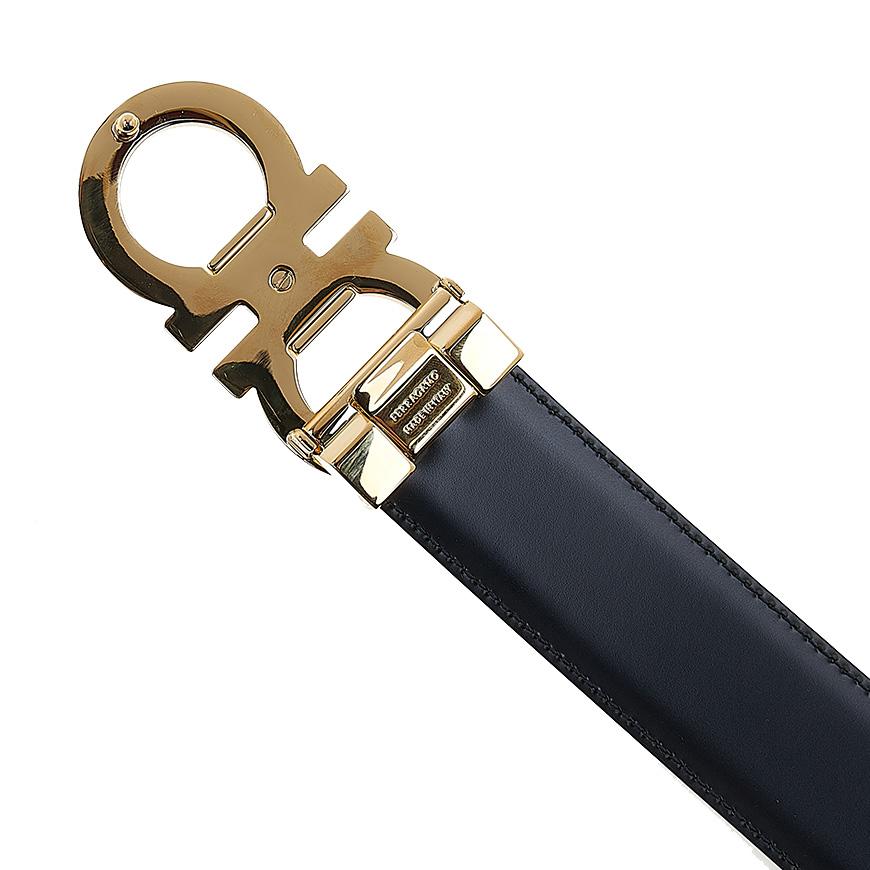 Ferragamo Men’s Reversible Gancini Leather Belt DARK BAROLO 0770938