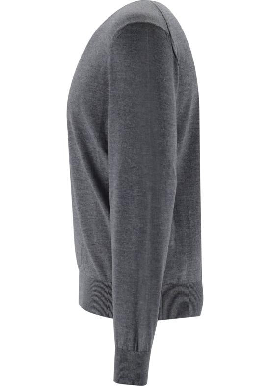 HUGO BOSS Gray Round Neck Knit Sweater for Men