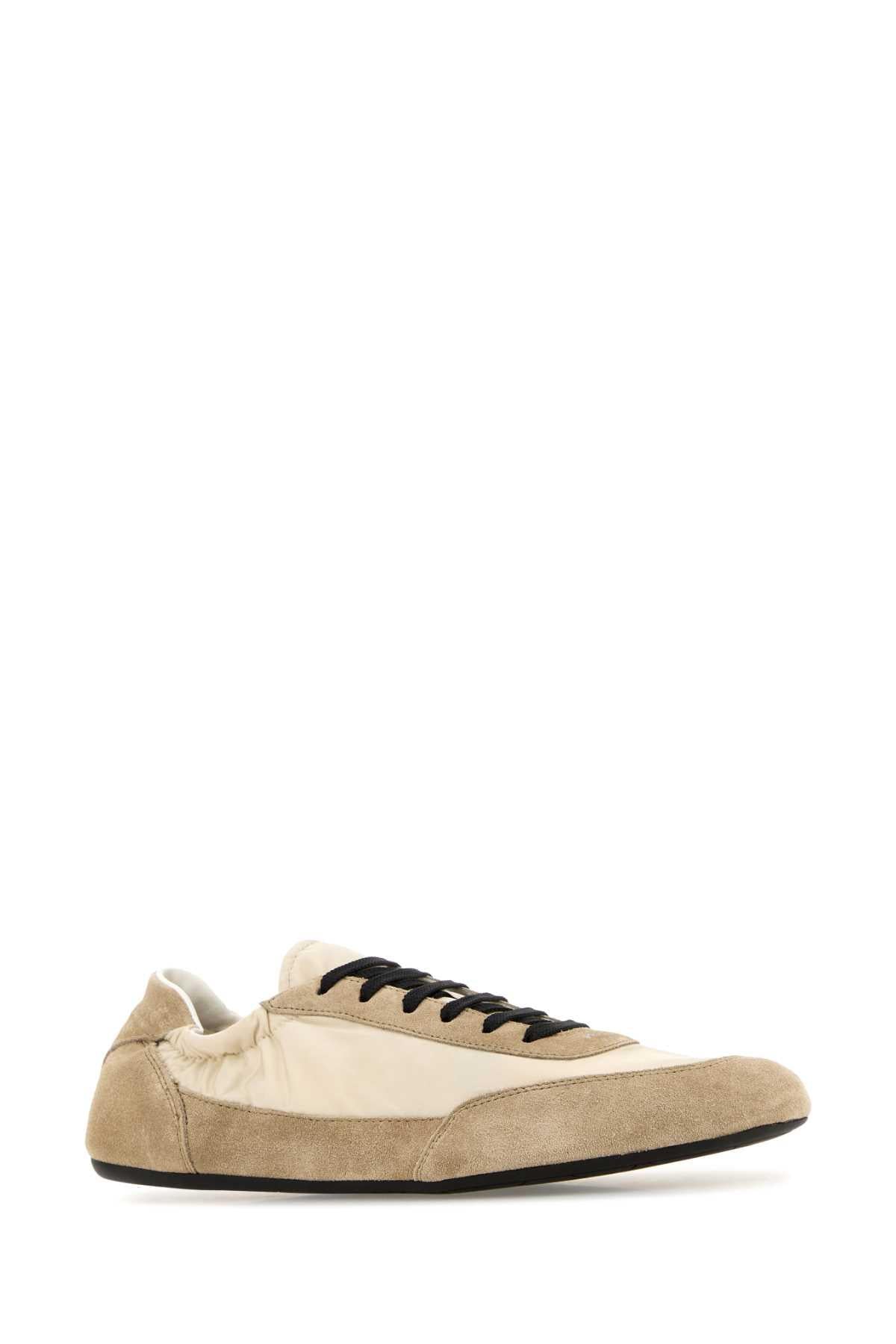 PRADA White Leather Low-Top Sneakers