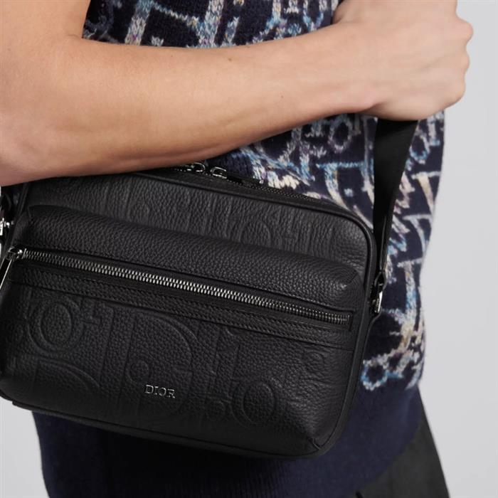 DIOR Rider 20 Leather Zipper Messenger Bag Crossbody Black