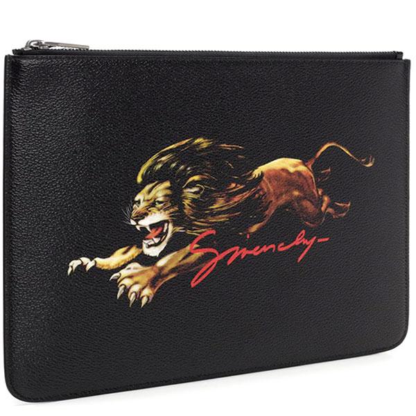 GIVENCHY Black Lion Zip Clutch Bag