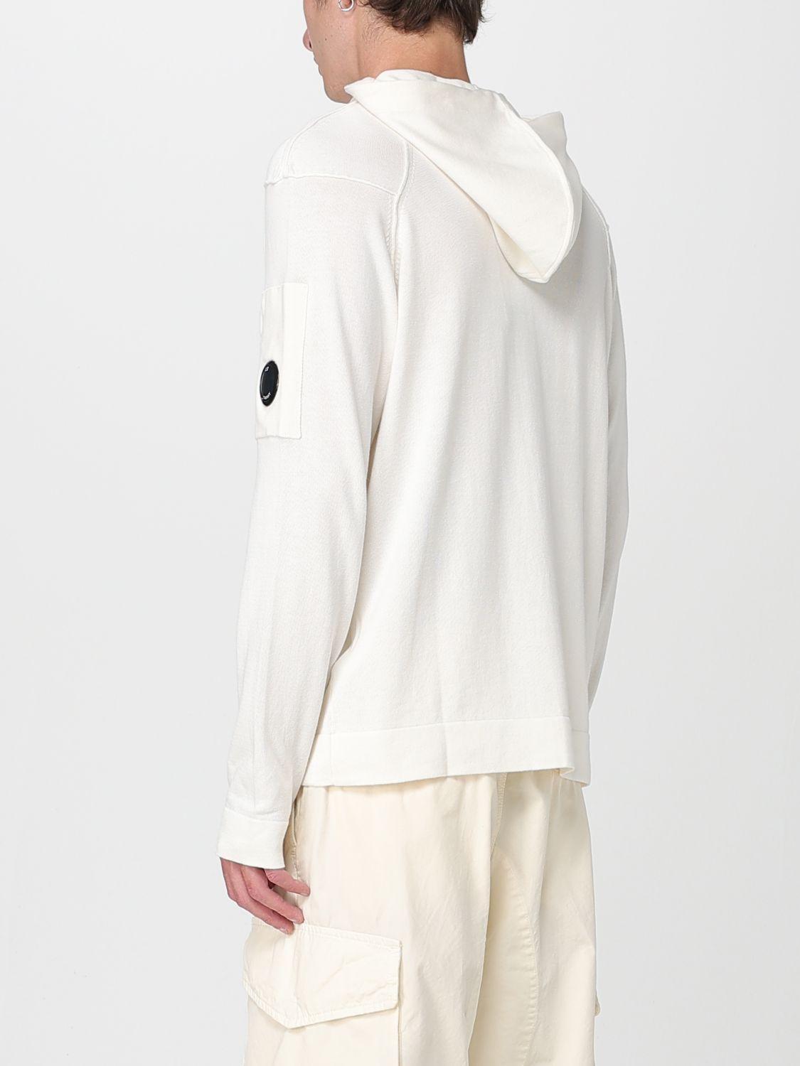 CP Company Cotton Knit Hoodie White Men's Pullover