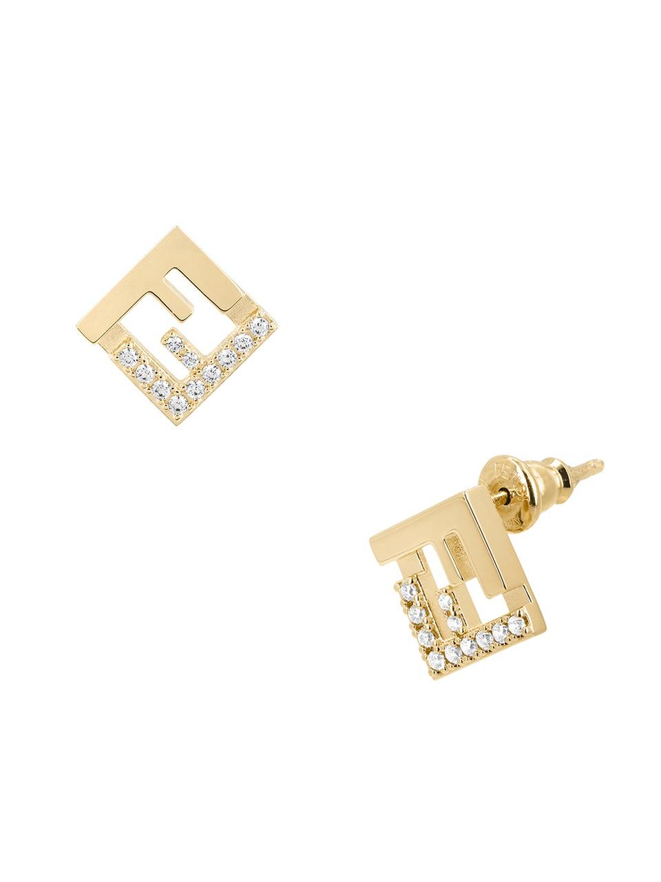 FENDI Gold-Tone Logo Stud Earrings for Women 8AL294 ATEP F089U