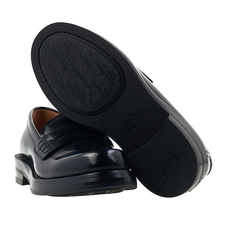 DIOR MEN Black Leather Carlo Loafers