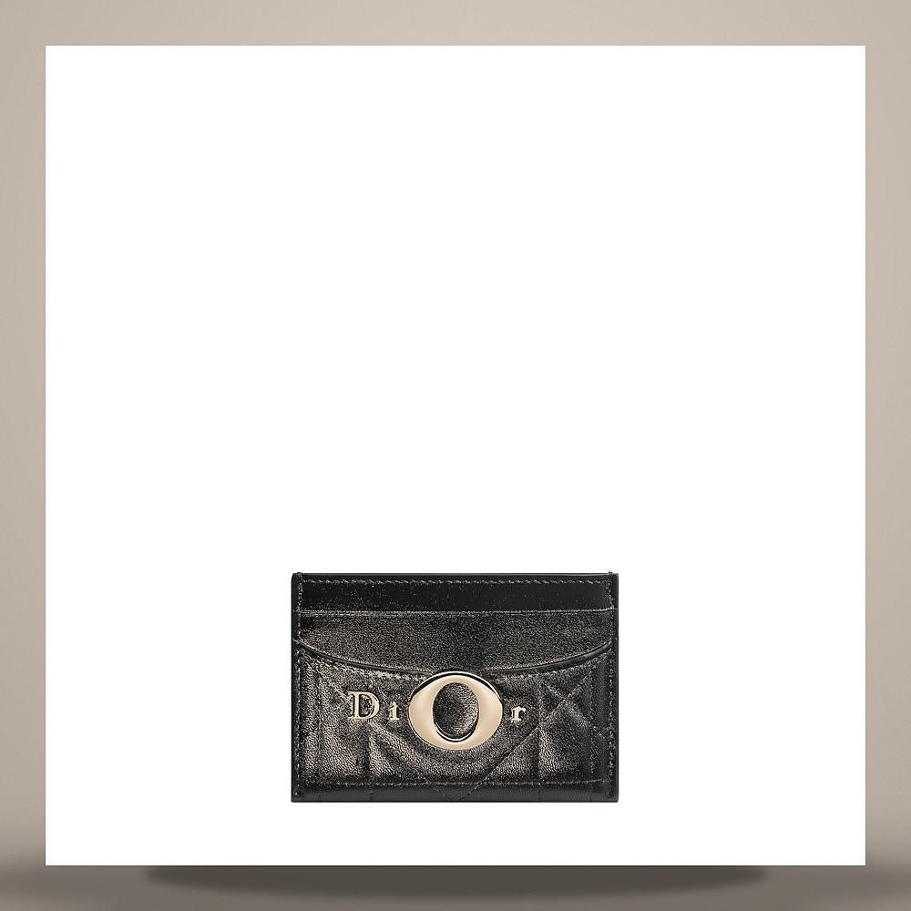 DIOR Black Macro Cannage Lambskin Mille La Forêt Frésia Card Hold S2704OGMD M900