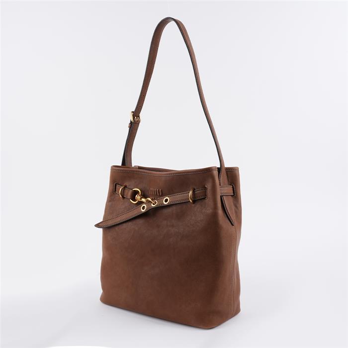 Miu Miu Nappa Leather Avantageur Bucket Tote Bag F0316