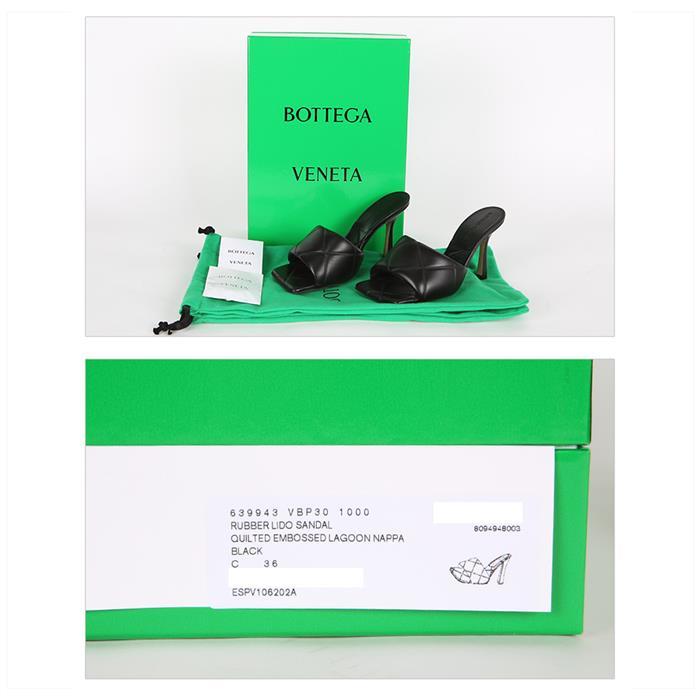 Bottega Veneta Black Leather Lido Sandals