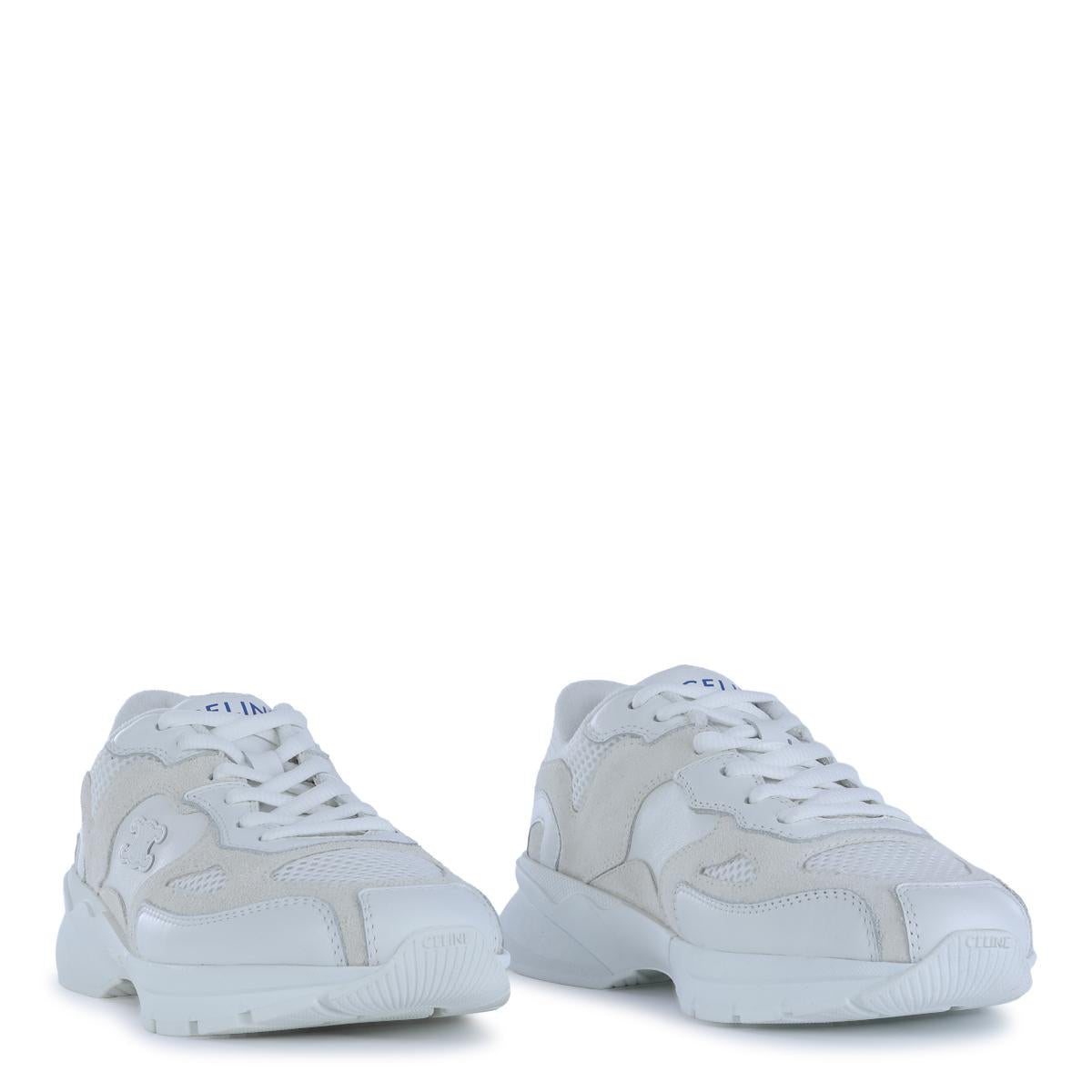 CELINE White Leather Low Top Sneakers