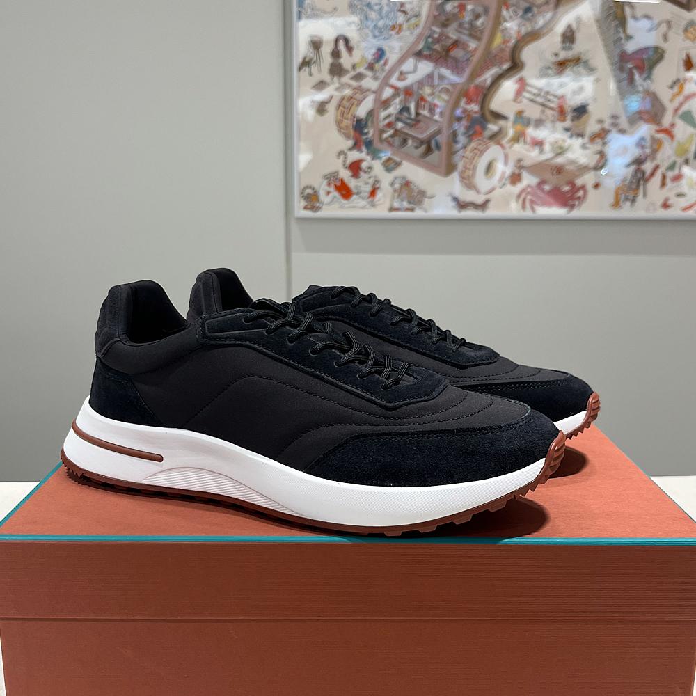 Loro Piana Storm Black Calfskin Weekend Walk Low-Top Sneakers