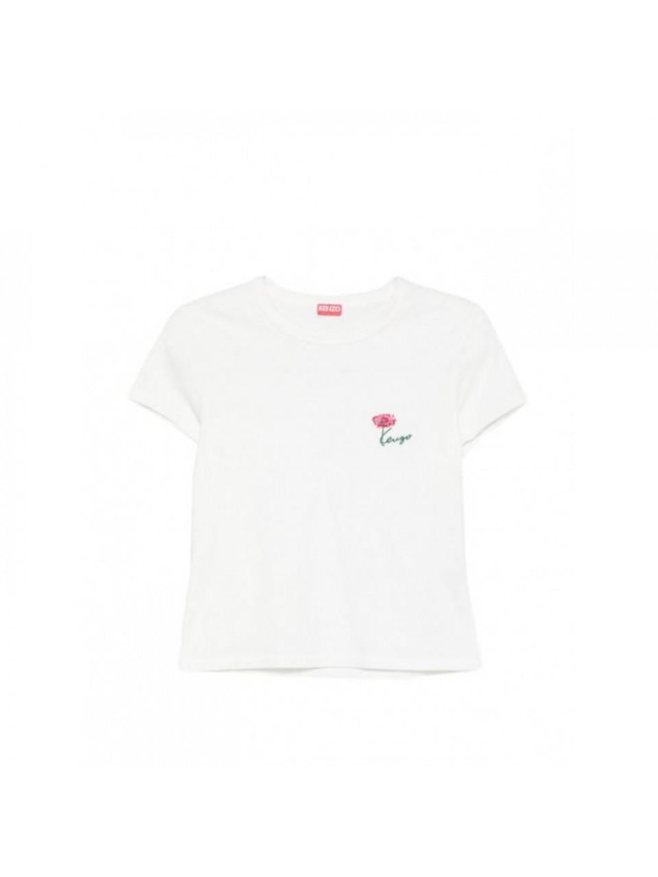 KENZO Women's Tulip Embroidered Cotton T-Shirt FG6 2TS271 4SG 02