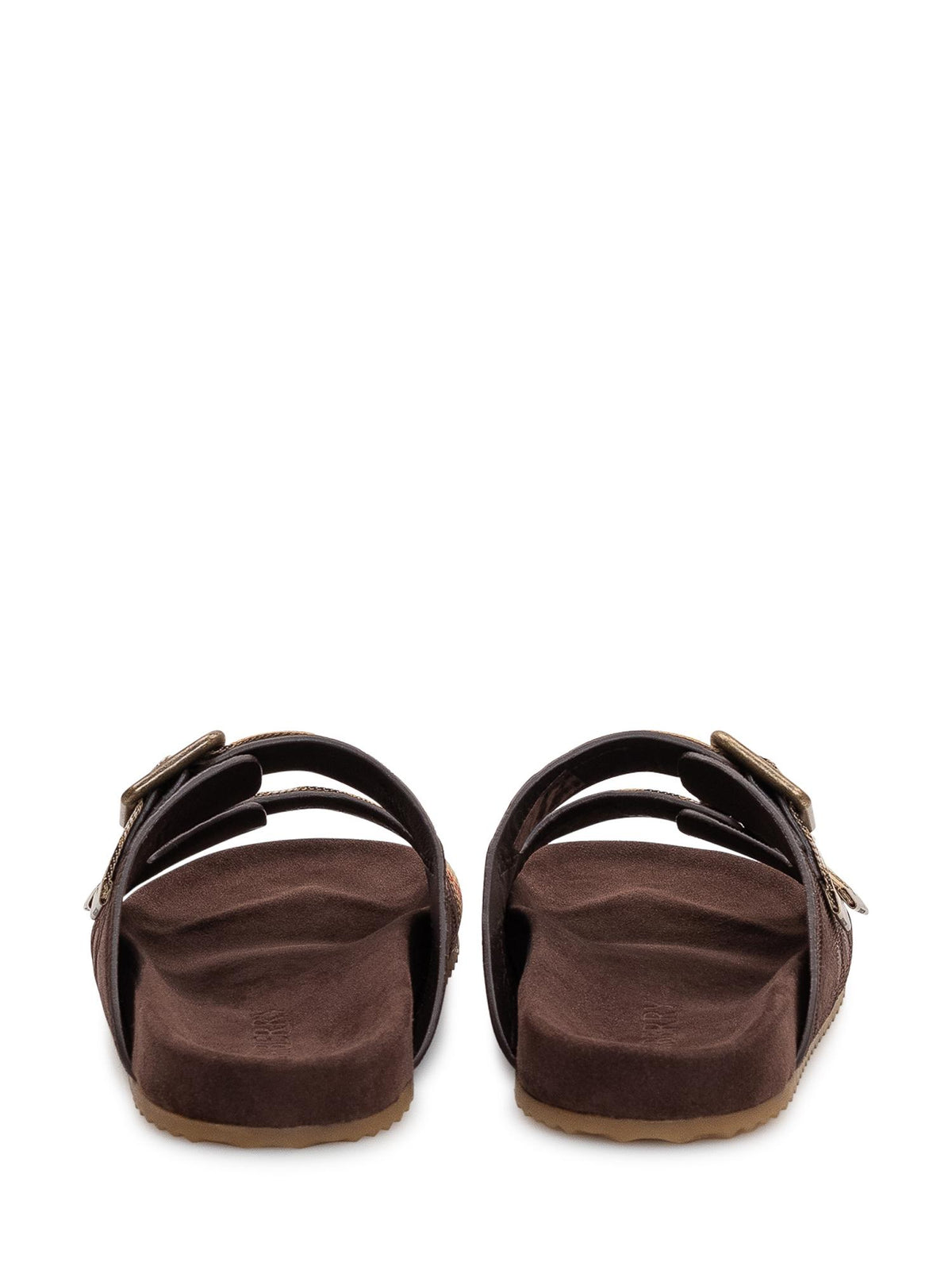 BURBERRY Black Leather Strappy Sandals