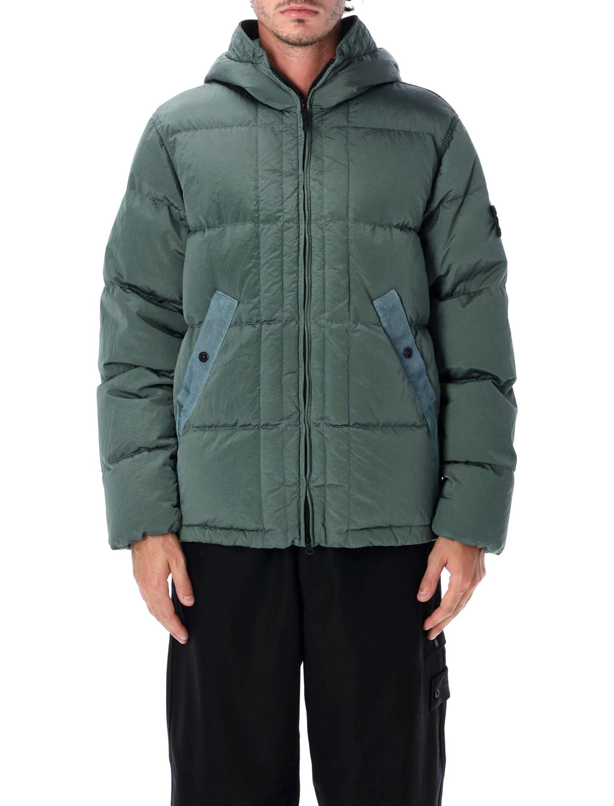 STONE ISLAND Black Down Puffer Jacket for Men