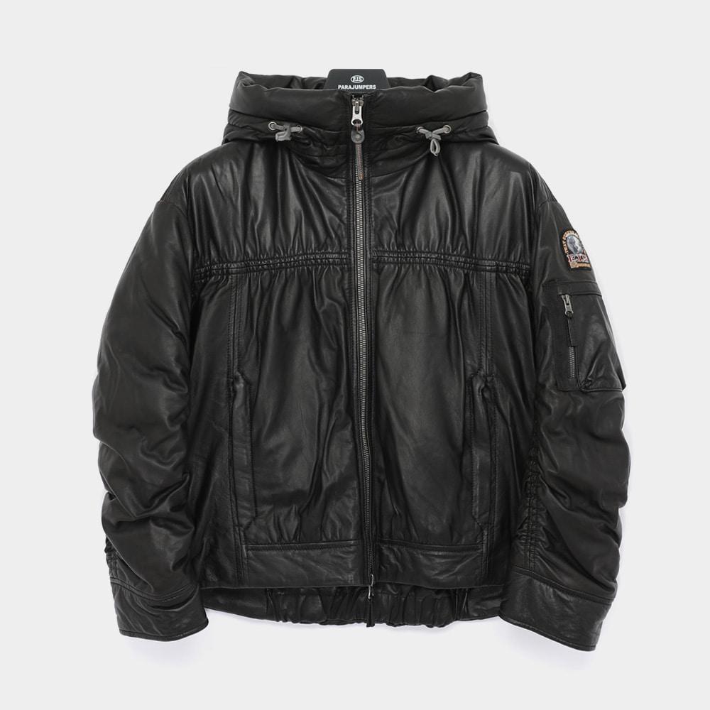 Parajumpers GRACIA Patch Logo Hooded Leather Women’s Jacket PWJKLE30 0541