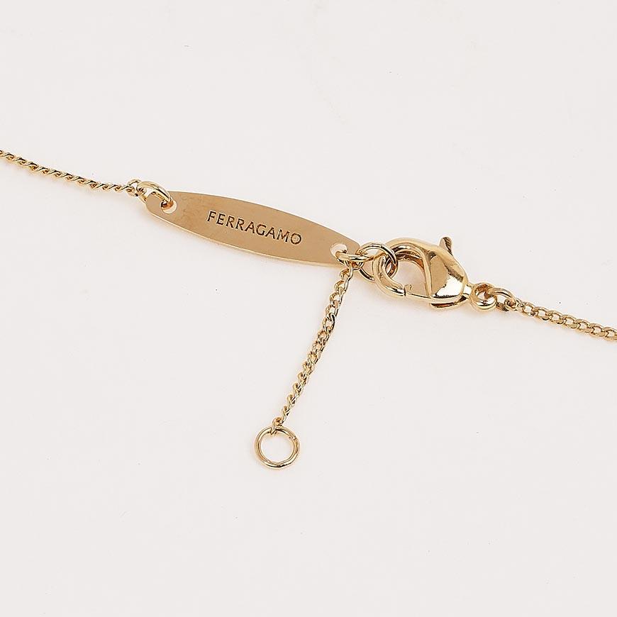 Ferragamo Gancini Pendant Necklace for Women Gold Tone
