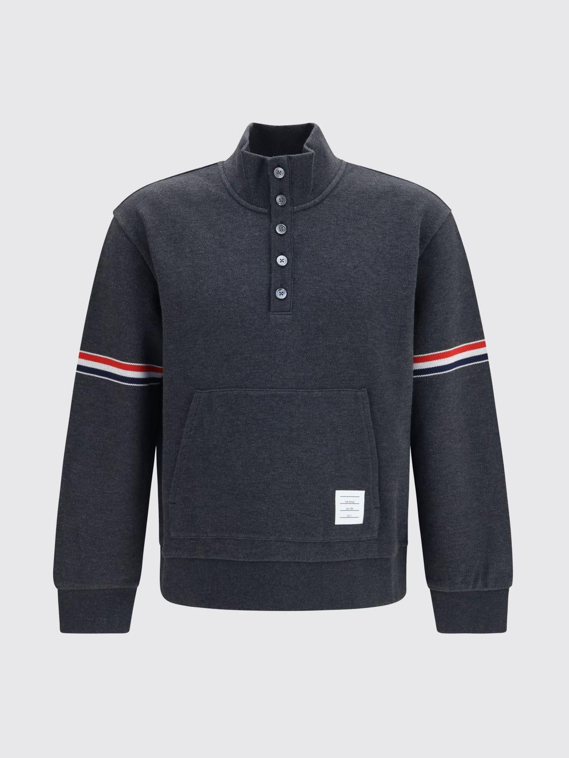 THOM BROWNE Grey Cotton Crewneck Sweatshirt for Men