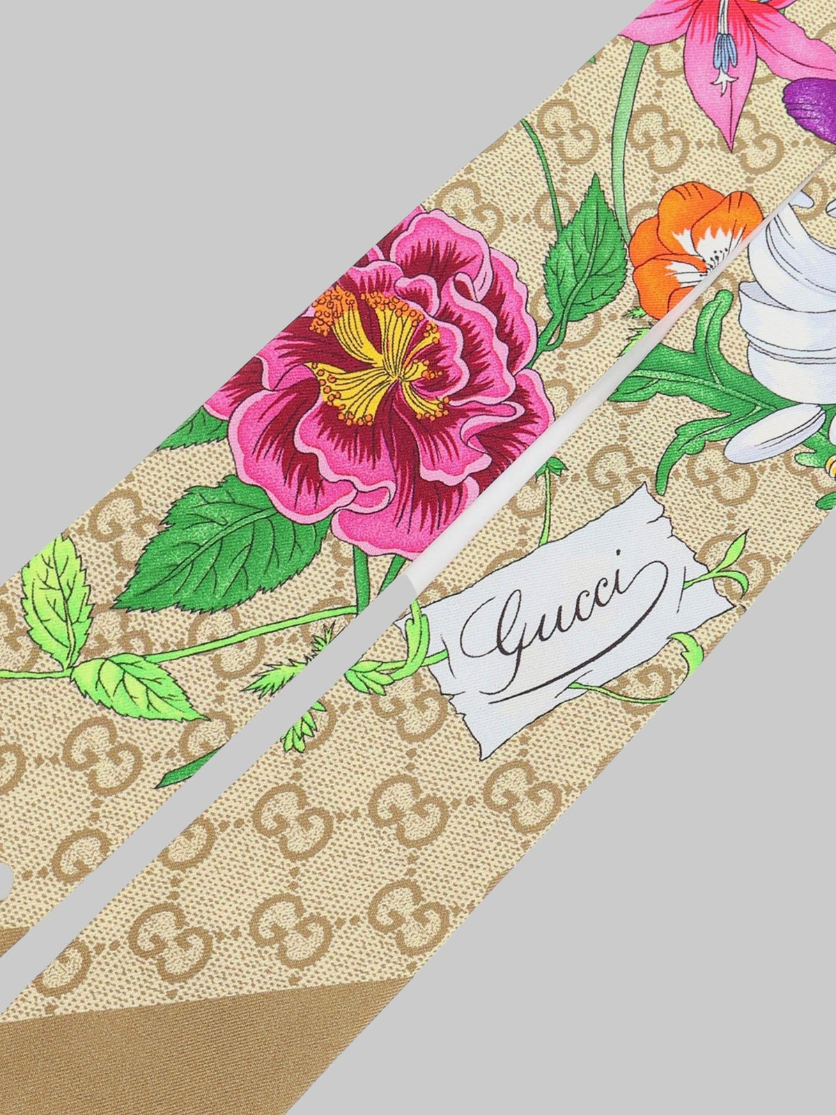 GUCCI Beige GG Monogram Silk Scarf