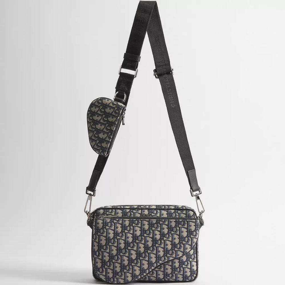 DIOR Oblique Saddle Triple Pouch Men's Messenger Crossbody Bag
