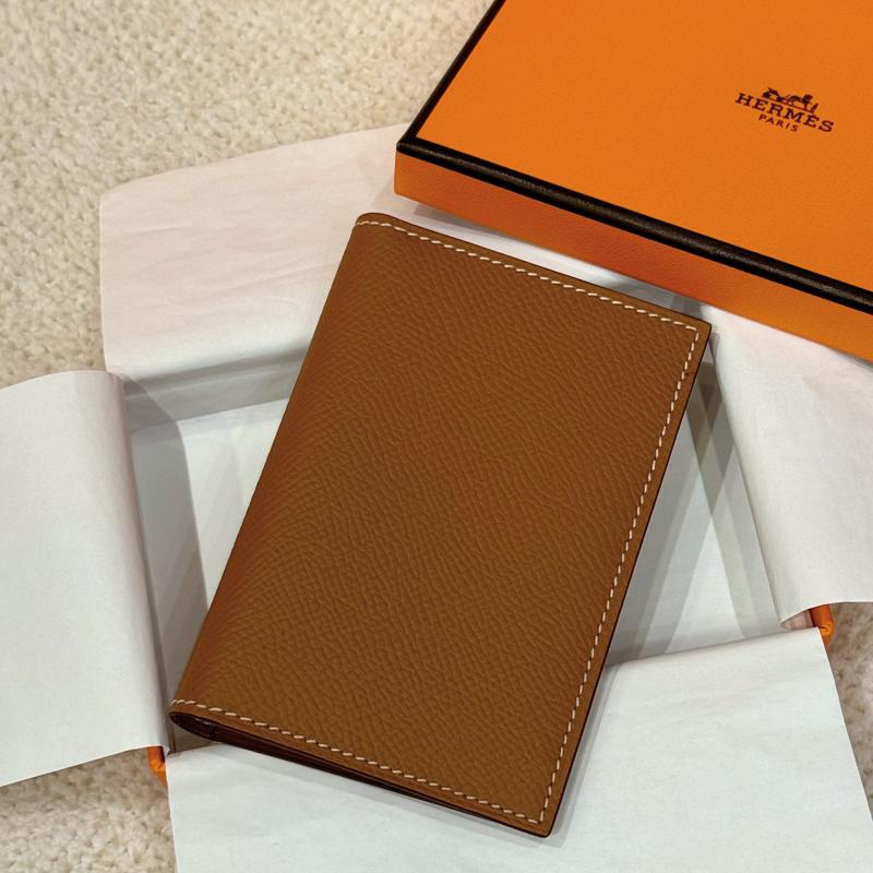HERMES Epsom Leather Euclide MC2 Card Holder Wallet Gold Brown Unisex