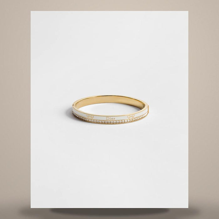 DIOR Gold-Finish Metal Crystal Latte Lacquer Night Code Bangle Br B1310WOMLQD14W