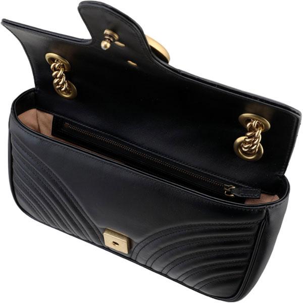 GUCCI GG Marmont Matelassé Black Leather Shoulder Bag