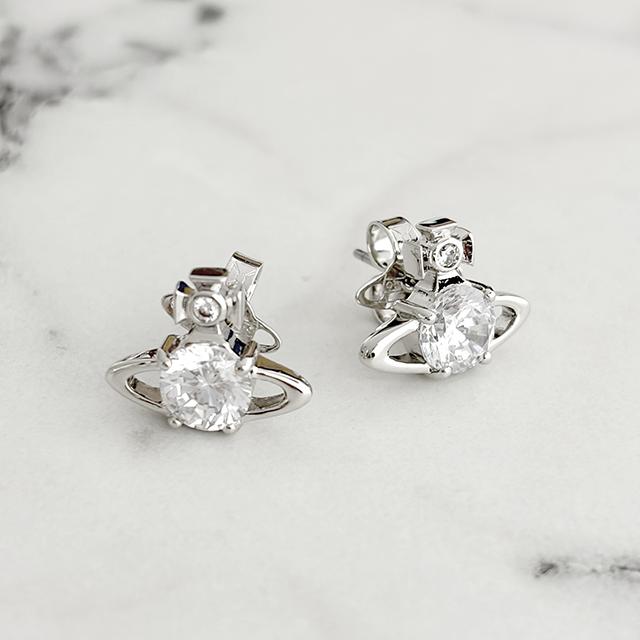 Vivienne Westwood REINA Logo Earrings Silver Tone