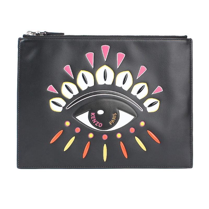 KENZO Big Eye Leather Clutch Black