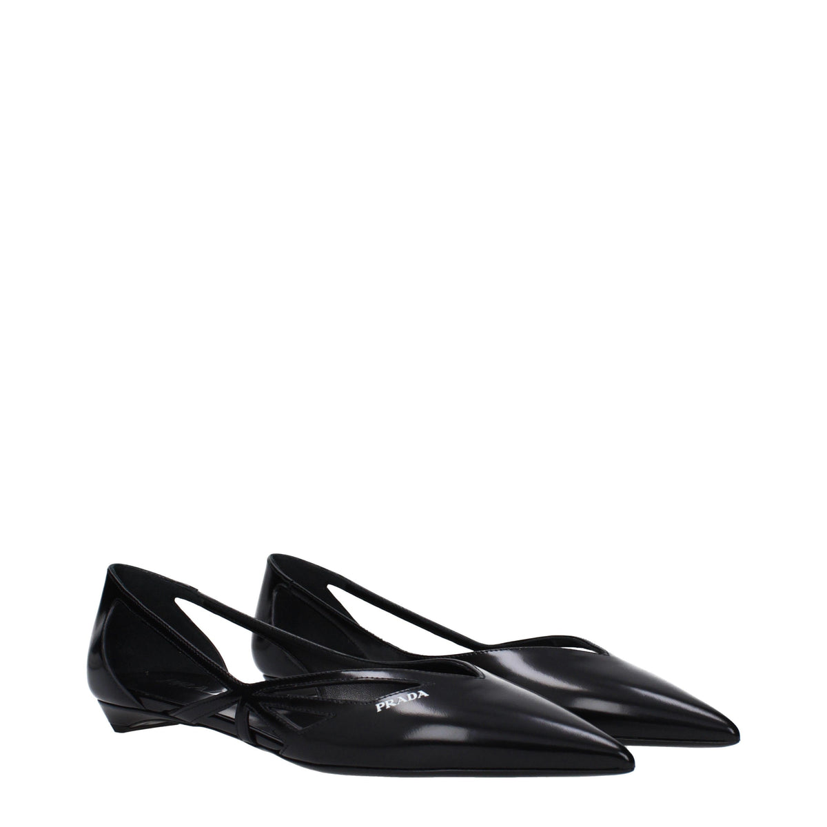 PRADA Black Leather Flat Shoes