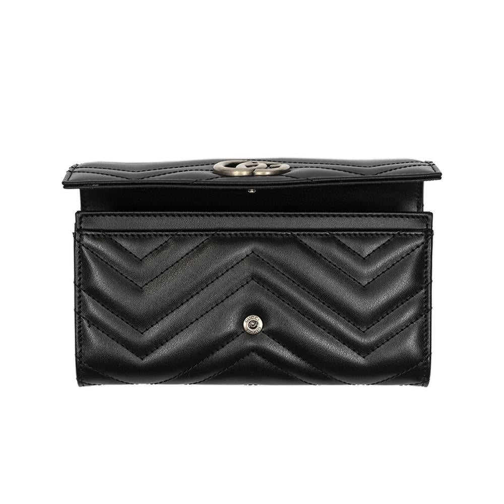 GUCCI GG Marmont Continental Long Wallet Black Leather Women’s