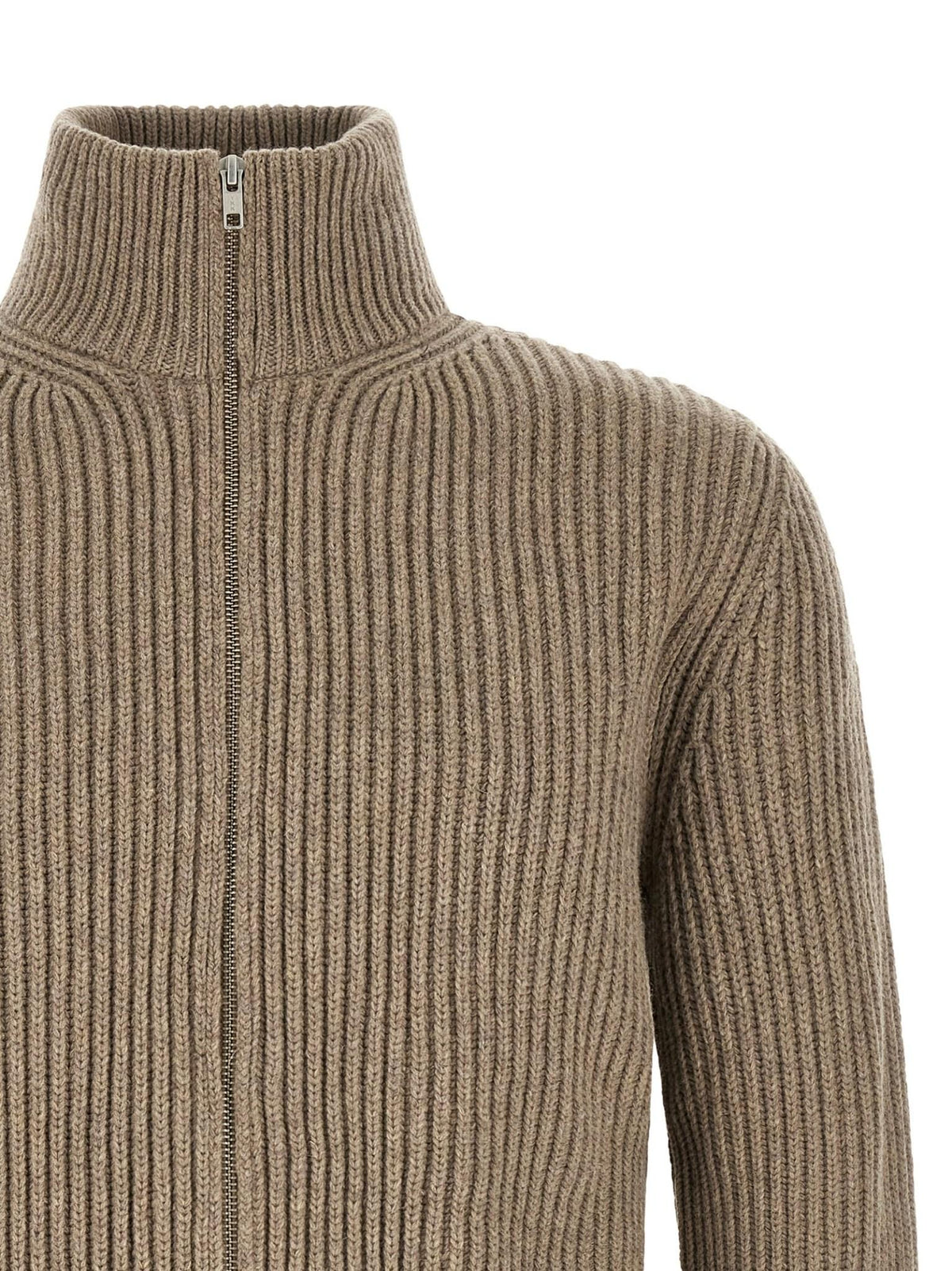 Maison Margiela Black Wool Zip-Up Knit Jacket