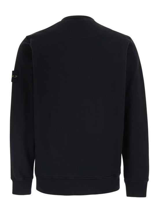STONE ISLAND Black Long Sleeve Cotton Sweatshirt Men