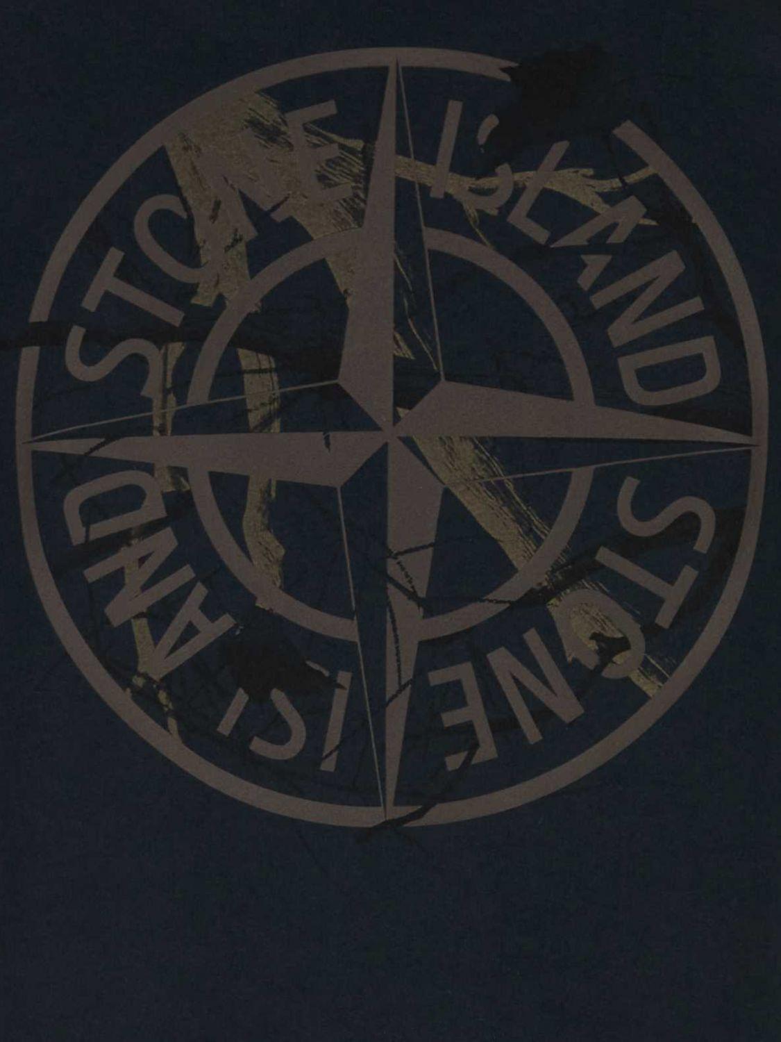 STONE ISLAND Black Cotton Short Sleeve T-Shirt