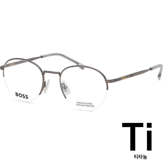 HUGO BOSS Titanium Stainless Steel Semi-Rimless Round Eyeglass Fram BOSS1448 R81
