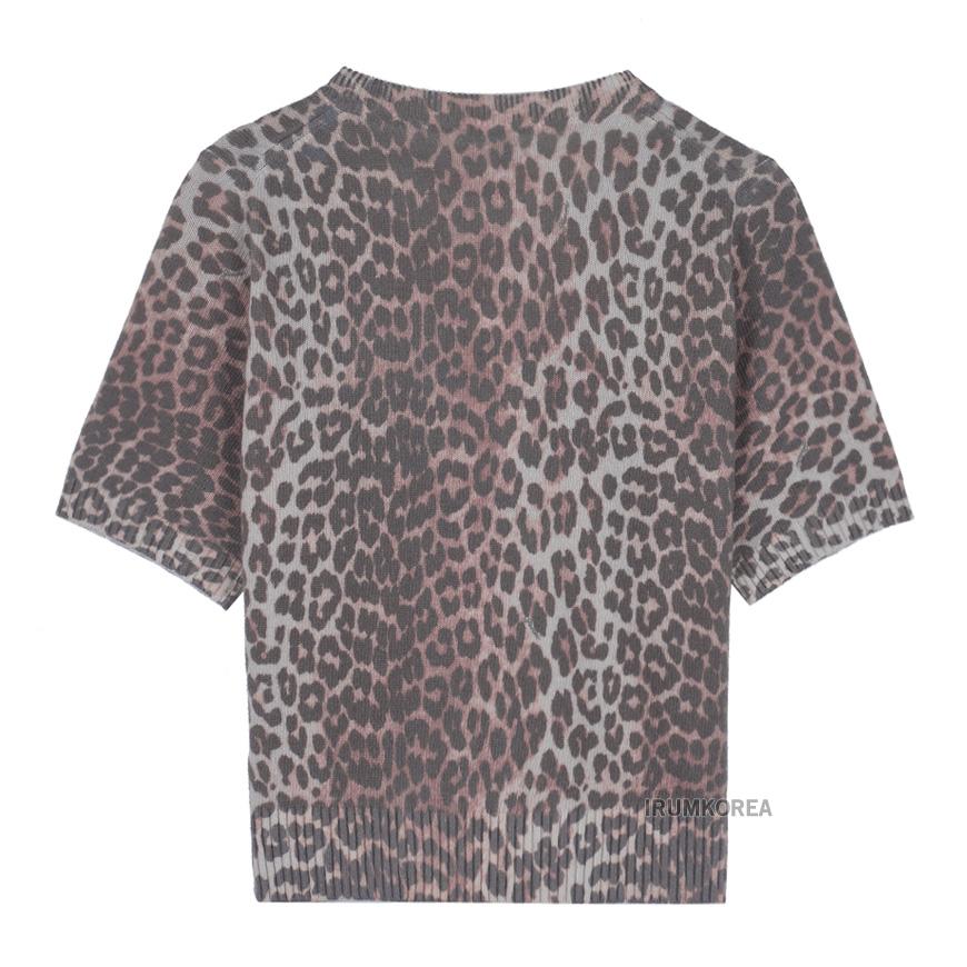 GANNI Women's Leopard Wool Mix Crewneck Knit Sweater K2500 943
