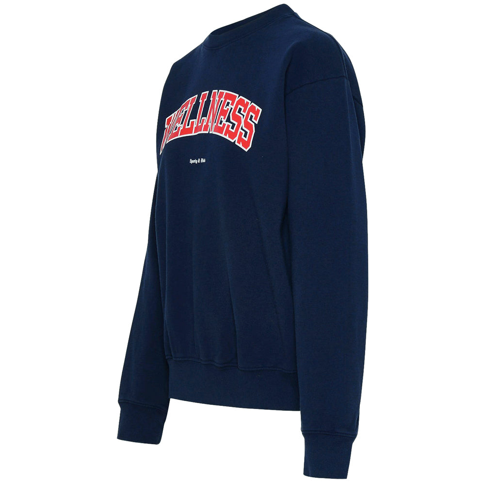 SPORTY&RICH Navy Fleece Wellness Logo Sweatshirt for Women
