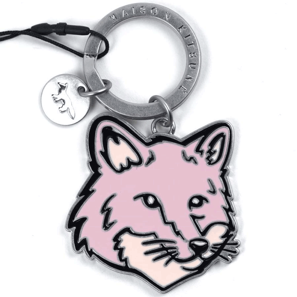 Maison Kitsune Metal Bold Fox Keyring Keychain Pink MM06904 AM1002 P616