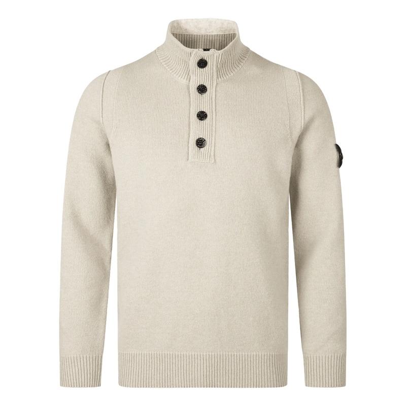 STONE ISLAND Lambswool Half-Zip Turtleneck Sweater Men Navy