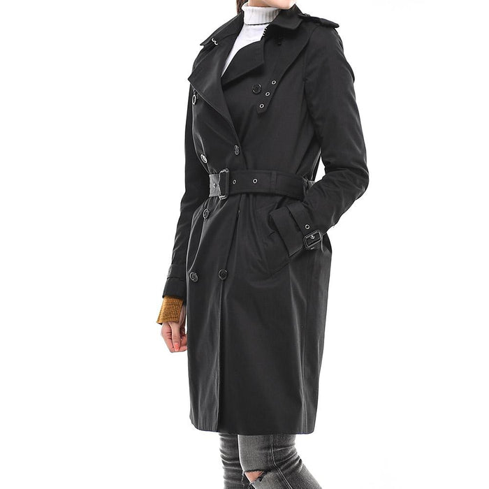 Saint Laurent Shoulder Epaulet Belted Trench Coat Black