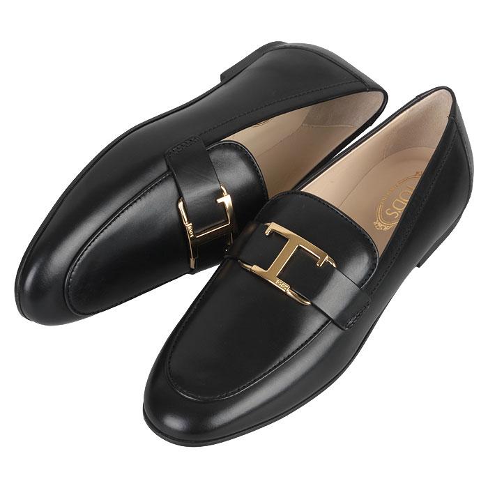 Tods Women’s Black Leather Maxi T Timeless Loafers