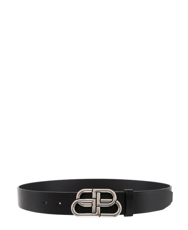 BALENCIAGA BB Large Leather Belt Black